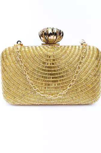 Gold embroidered clutch
