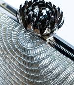 Silver embroidered clutch