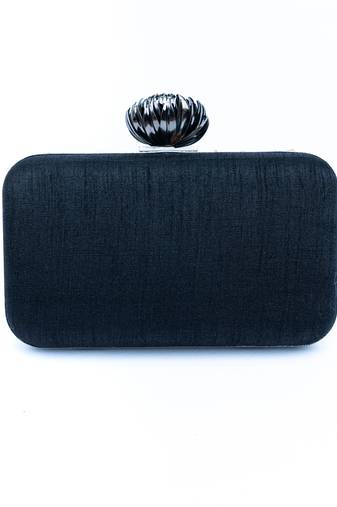 Black embroidered clutch