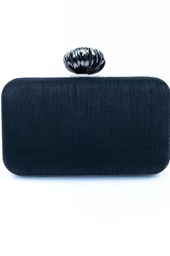 Black embroidered clutch