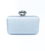 Silver floral embroidered clutch