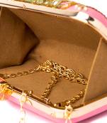 Pink floral embroidered clutch