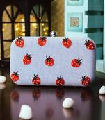 Blue strawberry Printed clutch