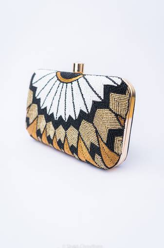 Black embroidered clutch