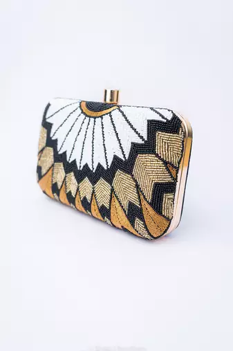 Black embroidered clutch