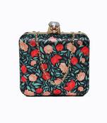 Black customised floral embroidered clutch