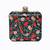 Black customised floral embroidered clutch