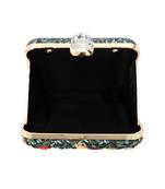 Black customised floral embroidered clutch