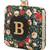 Black customised floral embroidered clutch