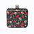 Black customised floral embroidered clutch
