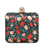Black customised floral embroidered clutch