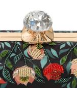 Black customised floral embroidered clutch