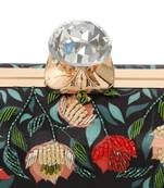 Black customised floral embroidered clutch