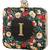 Black customised floral embroidered clutch