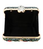 Black customised floral embroidered clutch