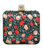 Black customised floral embroidered clutch