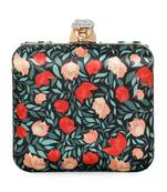 Black customised floral embroidered clutch