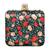 Black customised floral embroidered clutch