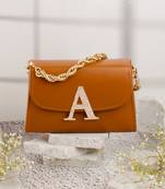 Tan customised 'a' leather clutch
