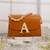 Tan customised 'a' leather clutch