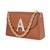 Tan customised 'a' leather clutch