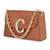 Tan customised 'c' leather clutch
