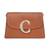 Tan customised 'c' leather clutch