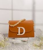 Tan customised 'd' leather clutch