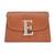 Tan customised 'e' leather clutch