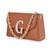 Tan customised 'g' leather clutch