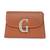 Tan customised 'g' leather clutch