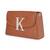 Tan customised 'k' leather clutch