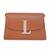 Tan customised 'l' leather clutch