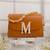 Tan customised 'm' leather clutch