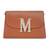 Tan customised 'm' leather clutch