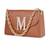 Tan customised 'm' leather clutch