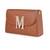 Tan customised 'm' leather clutch