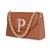 Tan customised 'p' leather clutch