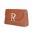 Tan customised 'r' leather clutch