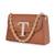 Tan customised 't' leather clutch