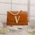 Tan customised 'v' leather clutch