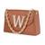 Tan customised 'w' leather clutch