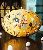 Yellow floral embroidered clutch