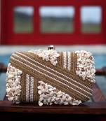 Gold beads embroidered clutch