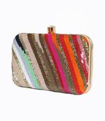 Multicolor sequin embroidered clutch