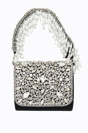 Black beads embroidered clutch