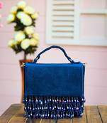 Blue beads embroidered clutch