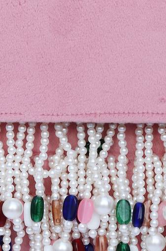 Pink beads embroidered clutch