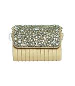 Beige stone work clutch