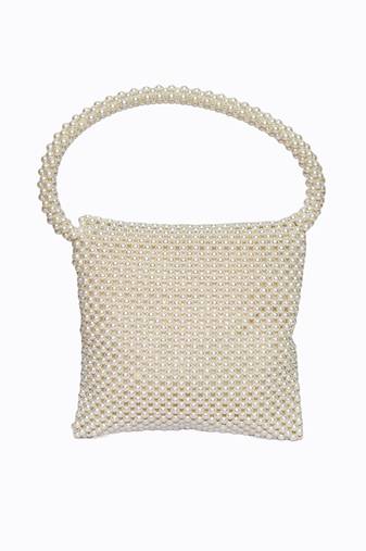 White pearl embroidered clutch